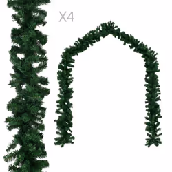 vidaXL 4x Christmas Garlands Green 270cm PVC Artificial Christmas Accessory