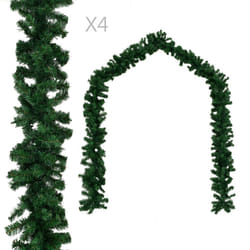 vidaXL 4x Christmas Garlands Green 270cm PVC Artificial Christmas Accessory