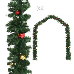vidaXL 4x Christmas Garlands with Baubles Green 270cm PVC Christmas Decoration