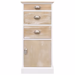 vidaXL Side Cabinet 38x28x86cm Paulownia Wood Storage Organiser Stand Table