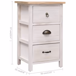 vidaXL Side Cabinet 35x25x57cm Paulownia Wood Storage Organiser Stand Table - Additional view 6