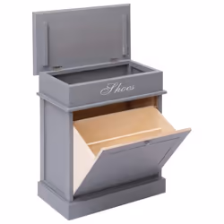 vidaXL Shoe Cabinet Grey 58cm Paulownia Wood Footwear Rack Storage Organiser - Additional view 4