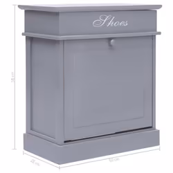 vidaXL Shoe Cabinet Grey 58cm Paulownia Wood Footwear Rack Storage Organiser - Additional view 7