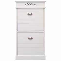 vidaXL Shoe Cabinet White 98cm Paulownia Wood Footwear Rack Storage Organiser