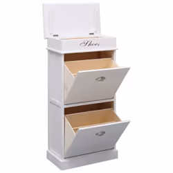 vidaXL Shoe Cabinet White 98cm Paulownia Wood Footwear Rack Storage Organiser - Additional view 4
