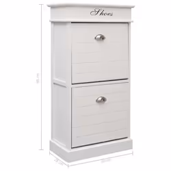 vidaXL Shoe Cabinet White 98cm Paulownia Wood Footwear Rack Storage Organiser - Additional view 7