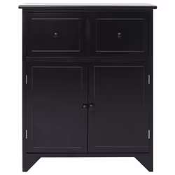 vidaXL Side Cabinet Black Paulownia Wood Storage Organiser Chest of Drawer