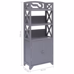 vidaXL Bathroom Cabinet Grey Paulownia Wood Corridor Guest Room Furniture - Additional view 7