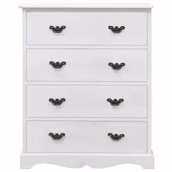 vidaXL Drawer Cabinet White Wood Side Wooden Sideboard End Storage Bedside - Additional view 2