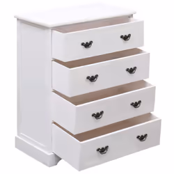 vidaXL Drawer Cabinet White Wood Side Wooden Sideboard End Storage Bedside - Additional view 3