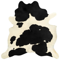 vidaXL Real Cow Hide Rug Black and White 150x170cm Area Real Cowhide Carpet
