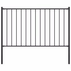 vidaXL Fence Panel with Posts Powder-coated Steel 1.7x0.75m Black Barrier