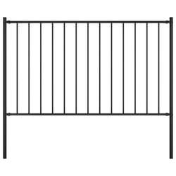 vidaXL Fence Panel with Posts Powder-coated Steel 1.7x0.75m Black Barrier