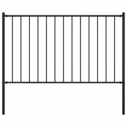 vidaXL Fence Panel with Posts Powder-coated Steel 1.7x1.25m Black Barrier