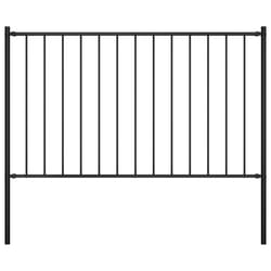 vidaXL Fence Panel with Posts Powder-coated Steel 1.7x1.25m Black Barrier