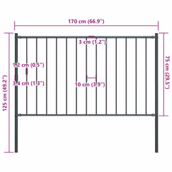 vidaXL Fence Screen with Posts Outdoor Garden Fence Panel Powder-coated Steel - anthracite - Additional view 3