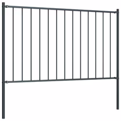 vidaXL Fence Panel with Posts Powder-coated Steel 1.7x1.25m Anthracite Barrier - Additional view 2