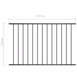 vidaXL Fence Panel Powder-coated Steel 1.7x1.25m Black Outdoor Garden Barrier - Additional view 2