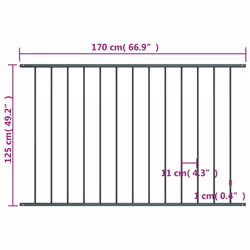 vidaXL Fence Panel Powder-coated Steel Patio Barrier Multi Sizes Multi Colours - anthracite - Additional view 3