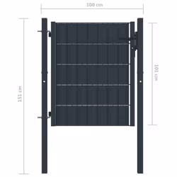 vidaXL Fence Gate PVC and Steel 100x101cm Anthracite Garden Yard Entrance Door - Additional view 3