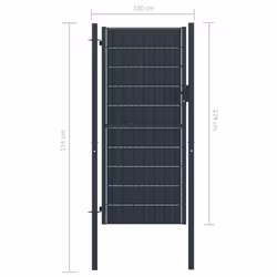 vidaXL Fence Gate PVC and Steel 100x124cm Anthracite Garden Patio Entrance - Additional view 3