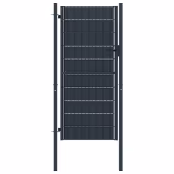 vidaXL Fence Gate Steel Outdoor Garden Yard Door Anthracite/Green Multi Sizes - anthracite, 100 x 164 cm