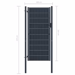 vidaXL Fence Gate Steel Outdoor Garden Yard Door Anthracite/Green Multi Sizes - anthracite, 100 x 164 cm