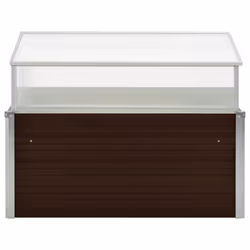 vidaXL Greenhouse Brown 100x100x85cm Durable Galvanised Steel Planter Box