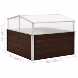 vidaXL Greenhouse Brown 100x100x85cm Durable Galvanised Steel Planter Box