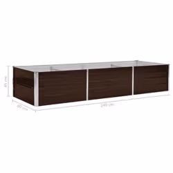 vidaXL Garden Raised Bed Brown 240x80x45cm Galvanised Steel Planter Flower Box