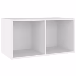 vidaXL Vinyl Storage Box White Engineered Wood Recorder Collection Cabinet