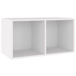 vidaXL Vinyl Storage Box White Engineered Wood Recorder Collection Cabinet