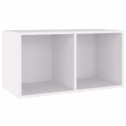 vidaXL Vinyl Storage Box White Engineered Wood Recorder Collection Cabinet