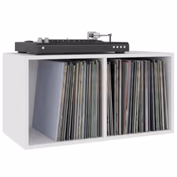 vidaXL Vinyl Storage Box White Engineered Wood Recorder Collection Cabinet - Additional view 5