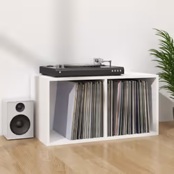 vidaXL Vinyl Storage Box White Engineered Wood Recorder Collection Cabinet - Additional view 6