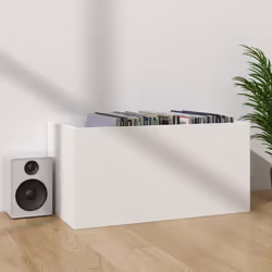 vidaXL Vinyl Storage Box White Engineered Wood Recorder Collection Cabinet - Additional view 7