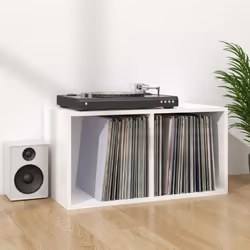 vidaXL Vinyl Storage Box High Gloss White Engineered Wood Recorder Collection - Additional view 6