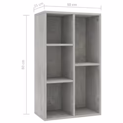 vidaXL Book Cabinet/Sideboard Concrete Grey Engineered Wood Indoor Bookshelf - Additional view 9