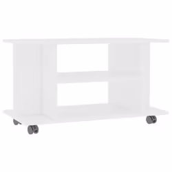 vidaXL TV Cabinet with Castors 4 Open Shelf White Engineered Wood Cabinet - Additional view 2