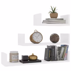 vidaXL 3x Wall Display Shelf White Engineered Wood Floating Shelf Wall Shelf