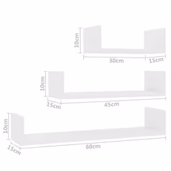 vidaXL 3x Wall Display Shelf White Engineered Wood Floating Shelf Wall Shelf - Additional view 6