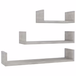 vidaXL 3x Wall Display Shelf Concrete Grey Engineered Wood Wall Organiser