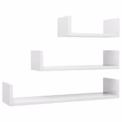vidaXL 3x Wall Display Shelf High Gloss White Engineered Wood Floating Shelf