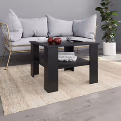 vidaXL Coffee Table Black Engineered Wood Couch Side Dining Telephone Table