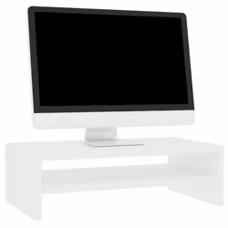 vidaXL Monitor Stand with a Storage Shelf White Engineered Wood Screen Stand