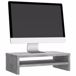 vidaXL Monitor Stand with a Storage Shelf Concrete Grey Engineered Wood Table