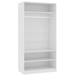 vidaXL Wardrobe White 100x50x200cm Engineered Wood Clothing Storage Cabinet