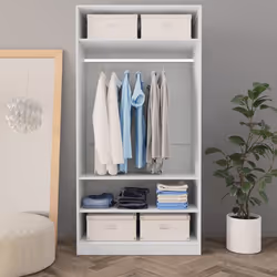 vidaXL Wardrobe White 100x50x200cm Engineered Wood Clothing Storage Cabinet