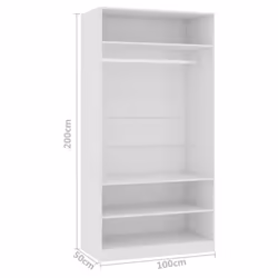vidaXL Wardrobe White 100x50x200cm Engineered Wood Clothing Storage Cabinet - Additional view 4
