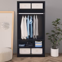 vidaXL Wardrobe Black 100x50x200cm Engineered Wood Clothing Storage Cabinet